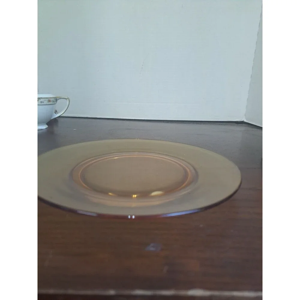 Vintage Amber Glass Plate 8in